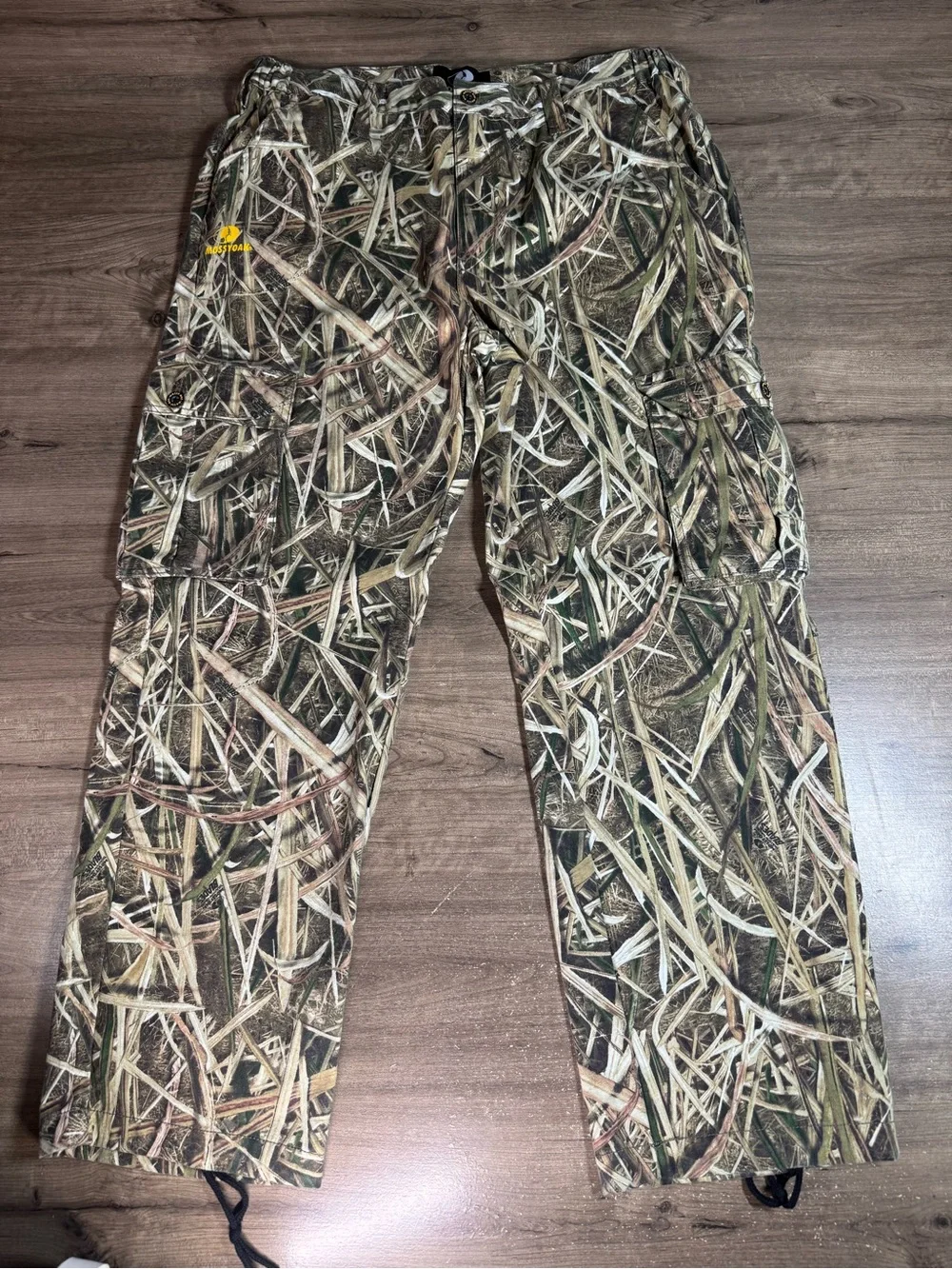 Mossy Oak Shadow Grass Blades Camo Cargo Hunting Pants Men 36-38 L Drawstring